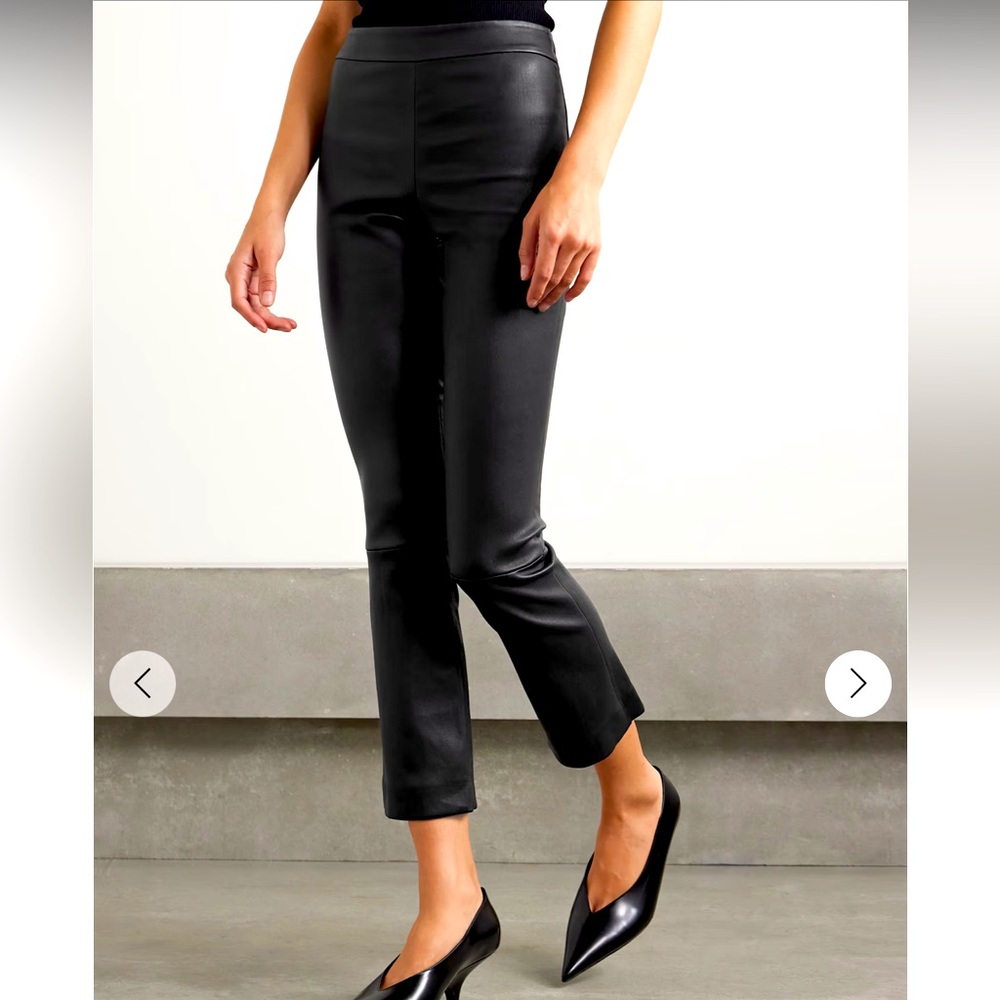 Theory Cropped Leather Flared Pants